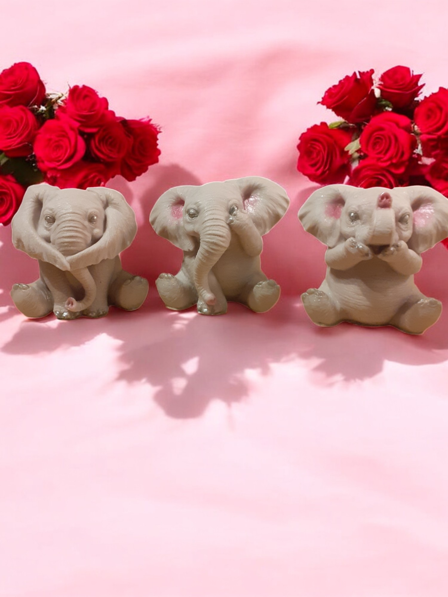 Horen, Zien en Zwijgen Olifanten Zeepjes met mica Set van 3 (image for) Horen, Zien en Zwijgen Olifanten Zeepjes met mica Set van 3