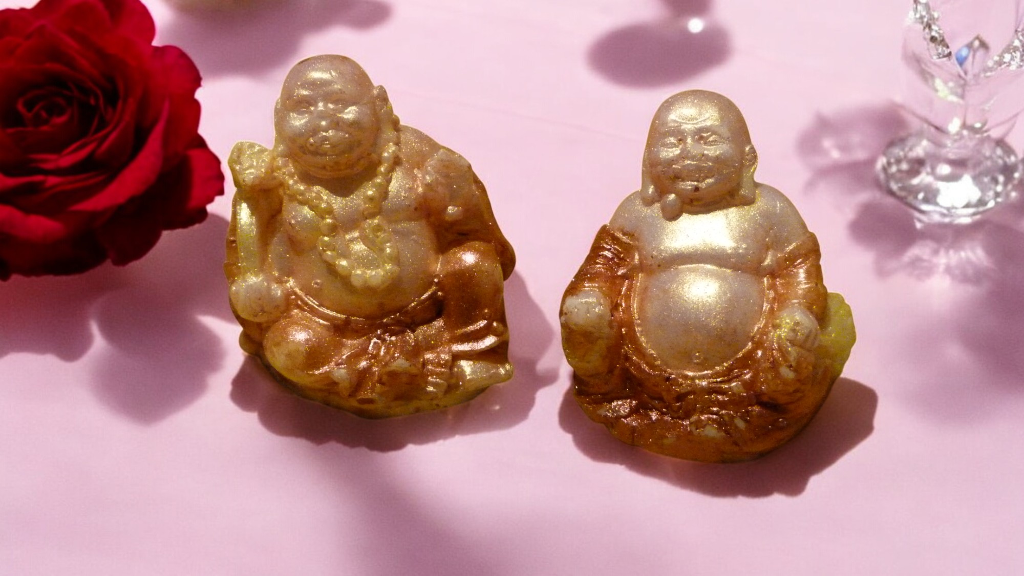 Boeddha Zeepjes met Mica Setje van 2 (image for) Boeddha Zeepjes met Mica Setje van 2