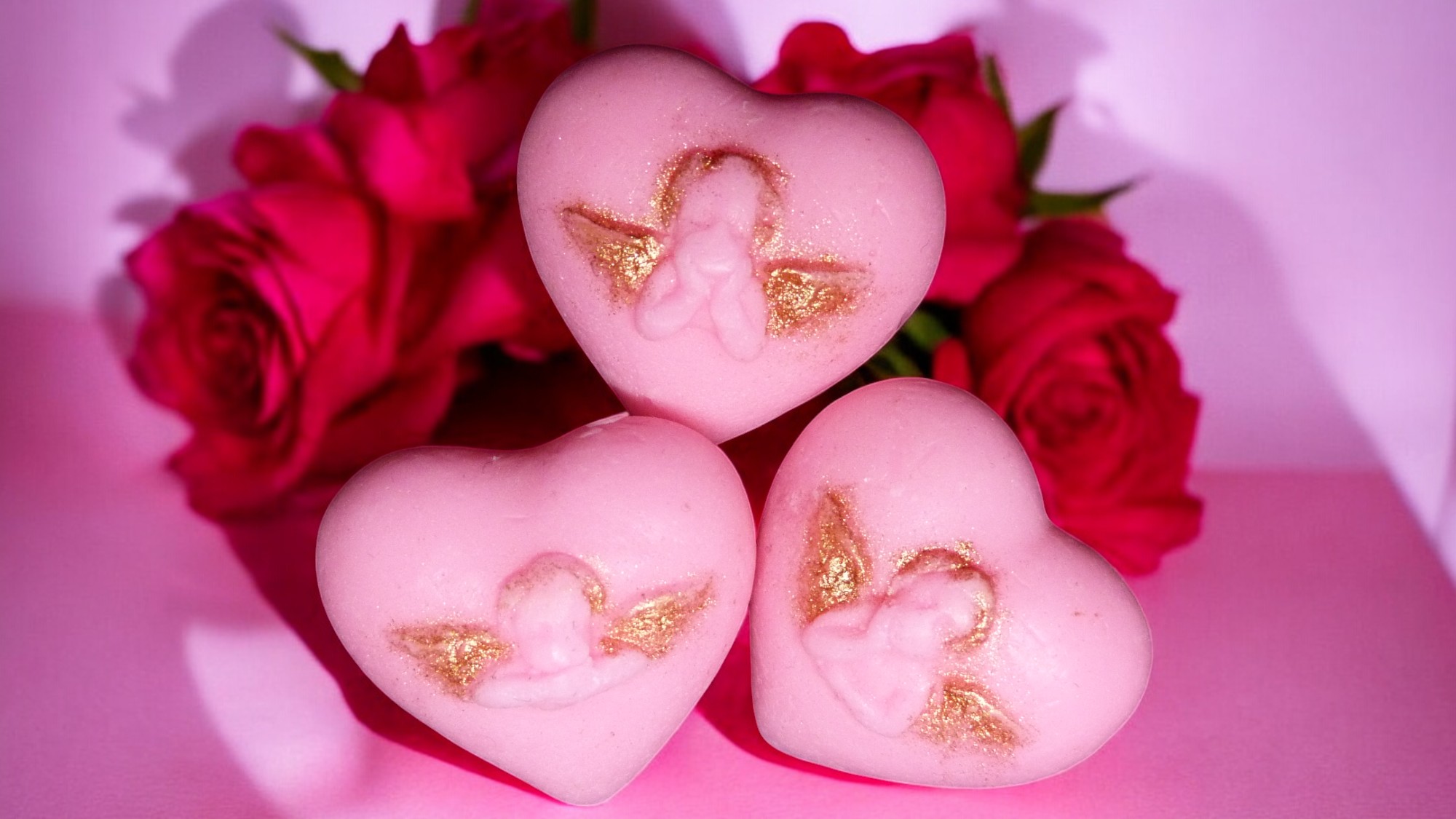 Hartjes met Engel Zeepjes met Mica Setje van 3 (image for) Hartjes met Engel Zeepjes met Mica Setje van 3