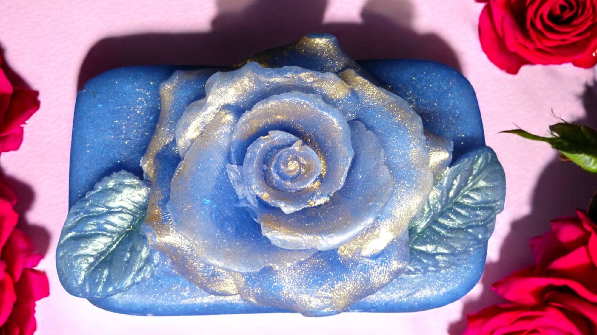 (image for) Roos op Tablet Zeepje met Mica