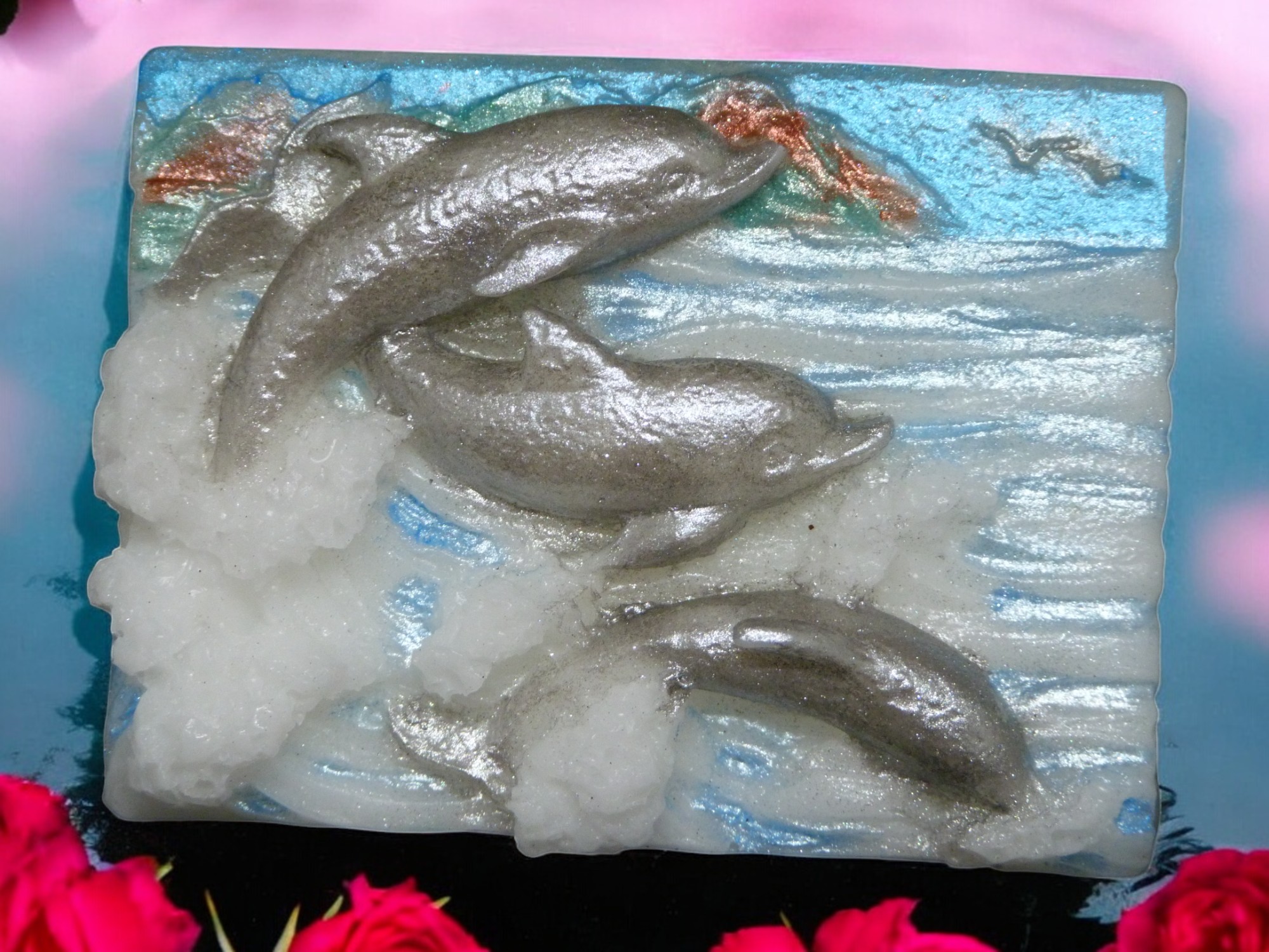 (image for) Dolfijnen op een Tablet Zeepje met Mica