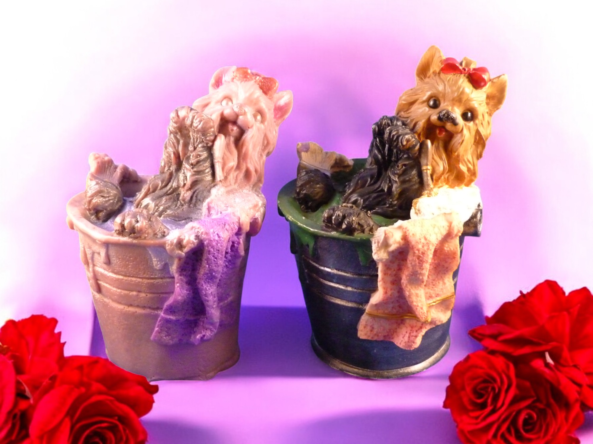 (image for) Yorkshireterriër in een Emmer Zeepje met Mica (eigen creatie)