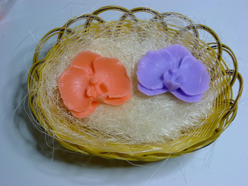 (image for) Cadeaumandje met 2 Orchideeën Zeepjes