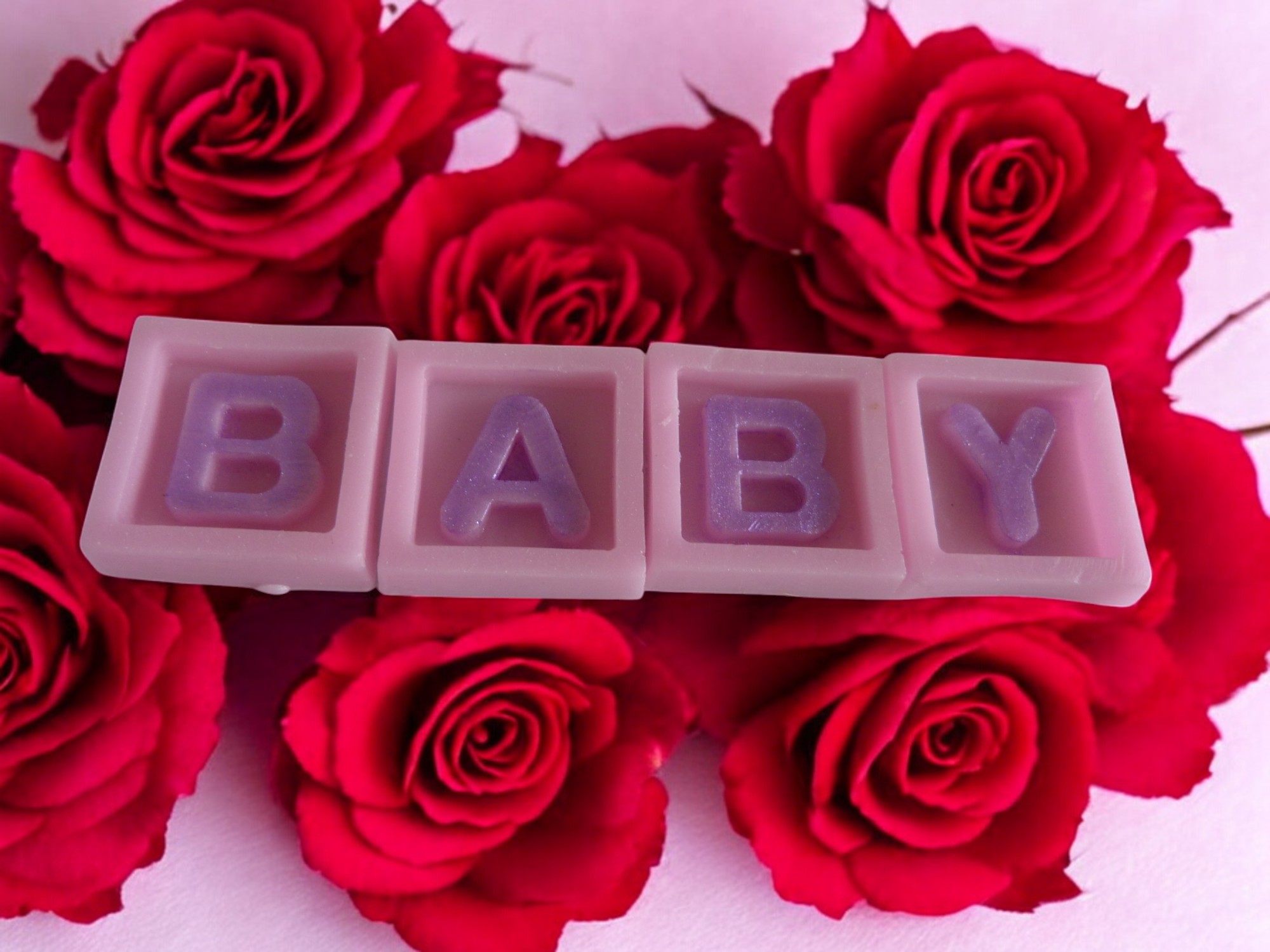 Platte Blokjes met Tekst Baby Zeepjes met Mica (image for) Platte Blokjes met Tekst Baby Zeepjes met Mica