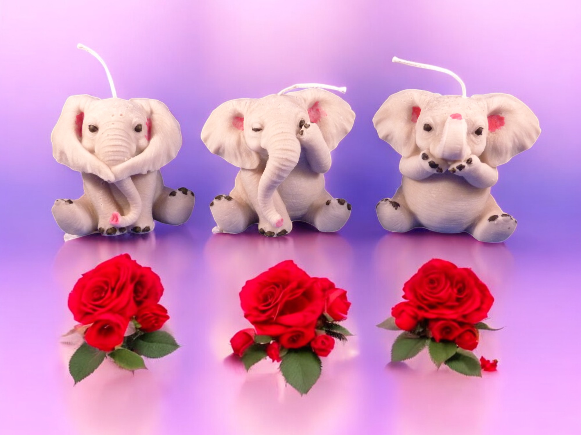 Horen, Zien en Zwijgen Olifanten Kaarsen Set van 3 (image for) Horen, Zien en Zwijgen Olifanten Kaarsen Set van 3