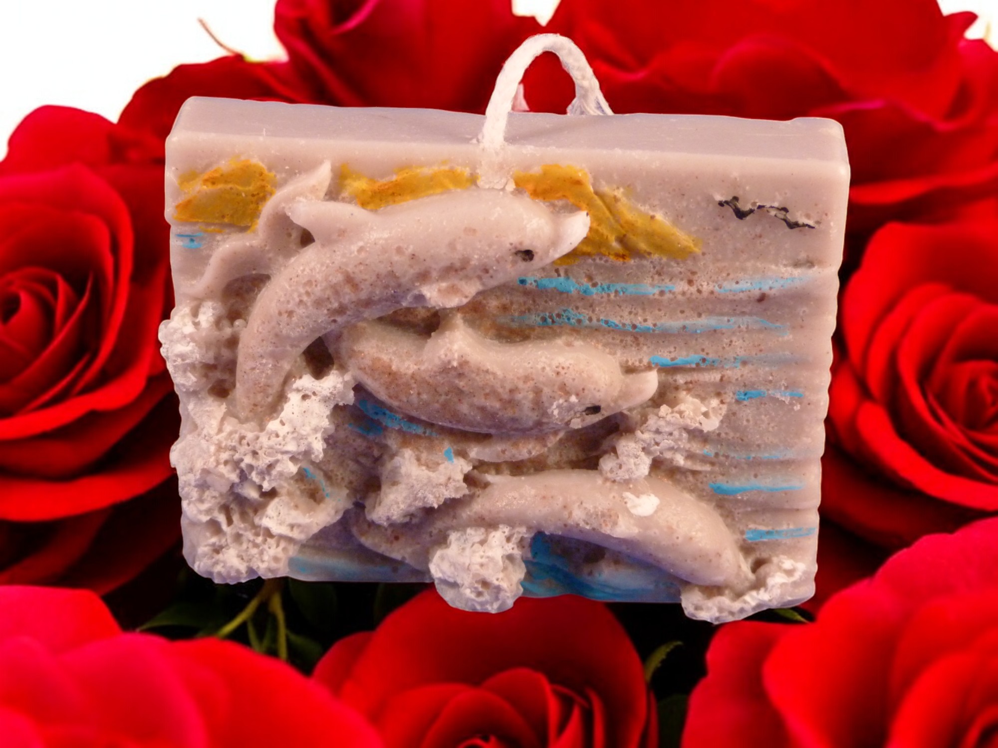 Dolfijnen op een Tablet Kaars (image for) Dolfijnen op een Tablet Kaars