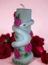 Stompe Kaars met Slang en Rozen Kaars (image for) Stompe Kaars met Slang en Rozen Kaars
