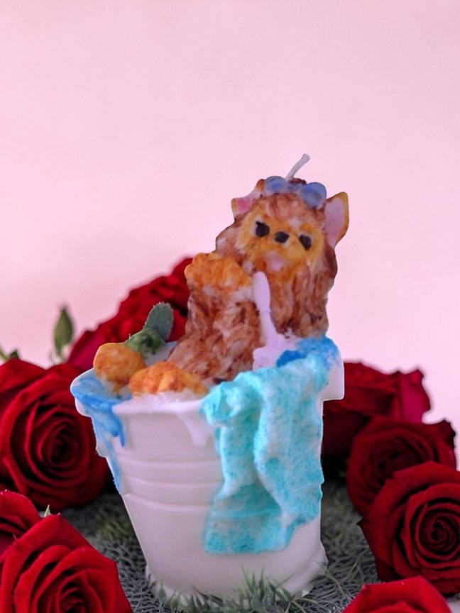 Yorkshireterriër in een Emmer Kaars (eigen creatie) (image for) Yorkshireterriër in een Emmer Kaars (eigen creatie)